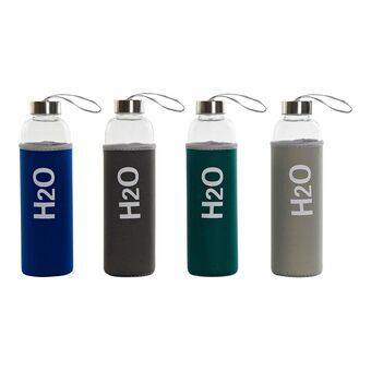 Lasipullo kumisuojuksella DKD Home Decor H2O Alumiini (600 ml) (4 pcs)