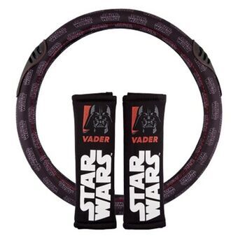 Ohjauspyörän suojus + turvavyön pehmusteet Star Wars Darth Vader Universaali Musta 3 Kappaletta