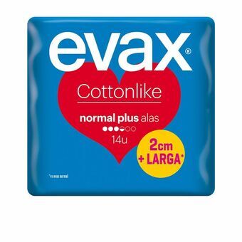 Normaali terveysside ilman siipiä Evax Cotton Like  Plus (14 uds)