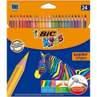 Värikynät Bic Kids Evolution Stripes Monivärinen 24 Kappaletta