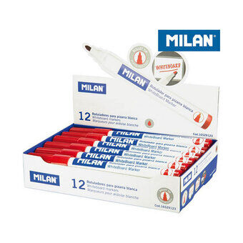 huopakärkiset kynät Milan Valkotaulu 12 osaa Punainen PVC