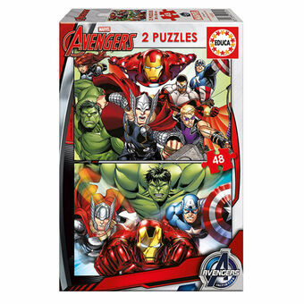 2 palapelin setti   The Avengers Super Heroes         48 Kappaletta 28 x 20 cm  