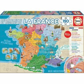 Lasten palapeli Educa Departments and Regions of France 150 Kappaletta kartta