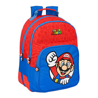 Koululaukku Super Mario Punainen Sininen (32 x 42 x 15 cm)