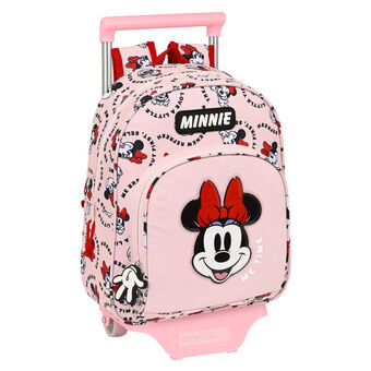 Reppu pyörillä Minnie Mouse Me time Pinkki (28 x 34 x 10 cm)