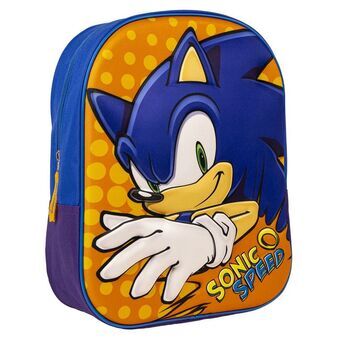 3D Koululaukku Sonic Oranssi Sininen 25 x 31 x 9 cm