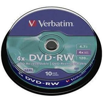 DVD-RW Verbatim    10 osaa Musta 4x 4,7 GB