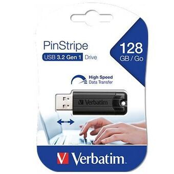 USB-tikku Verbatim PinStripe 3.0 Musta 128 GB