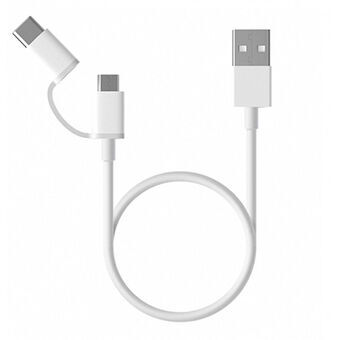 USB-kaapeli - micro-USB Xiaomi Mi 2-in-1 USB Cable Micro USB to Type C 30cm Valkoinen 30 cm