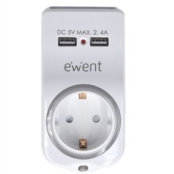 Seinäpistorasia 2 USB-portilla Ewent EW1225 16A 3680 W