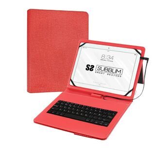 Tabletin ja näppäimistön kuori Subblim SUB-KT1-USB002 10.1" Punainen Espanjalainen Qwerty QWERTY