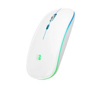 Langaton Bluetooth-hiiri Subblim Ratón Inalámbrico Bluetooth + RF RGB LED Dual Flat Mouse White