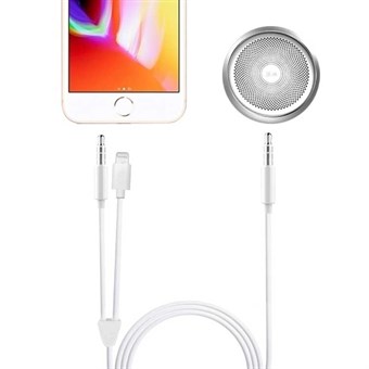 Salama 3,5 mm: n audiokaapelille 1 m iOS: lle ja Androidille - valkoinen