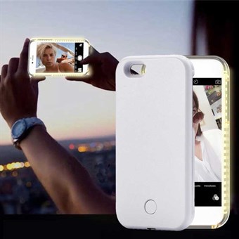 LED-valolla varustettu selfie-suojus iPhone 6 / iPhone 6s -puhelimelle - valkoinen