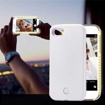 LED-valolla varustettu selfie-suojus iPhone 6 Plus / iPhone 6s Plus -puhelimeen - valkoinen