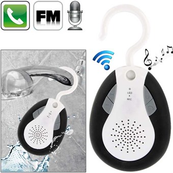 Vedenpitävä Bluetooth-suihkukaiutin FM-toiminnolla ja mikrofonilla. - Musta