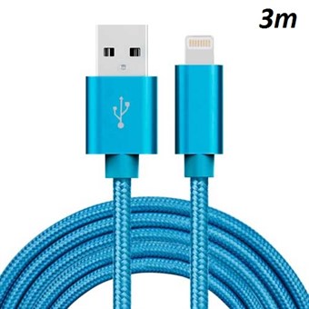 Halpa Nylon Lightning Cable Blue - 3 metriä