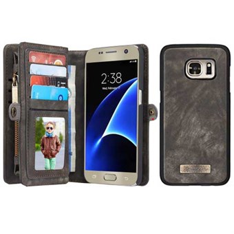 CaseMe Flap -lompakko Samsung Galaxy S7:lle - Harmaa ruskea