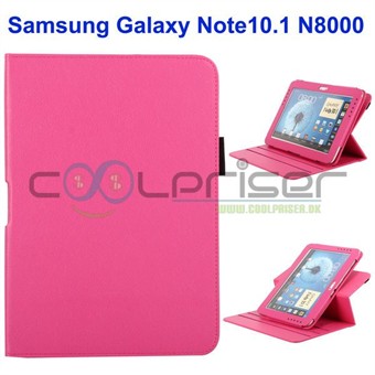 360 pyörivä nahkakotelo – Galaxy Note 10.1 (vaaleanpunainen)