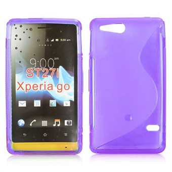 S-Line silikonikuori - Xperia Go (läpinäkyvä/violetti)