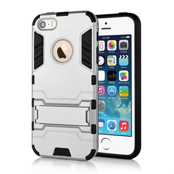 Cave kovaa muovia ja TPU-suojus iPhone 5 / iPhone 5S / iPhone SE 2013:lle - hopea