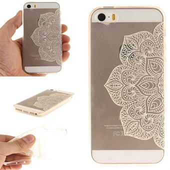 Modernin taiteen silikonikuori iPhone 5 / iPhone 5S / iPhone SE 2013 - puhelimelle - valkoinen kukka