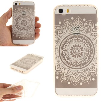 Modernin taiteen silikonikuori iPhone 5 / iPhone 5S / iPhone SE 2013 - puhelimelle - Valkoinen Hennakukka