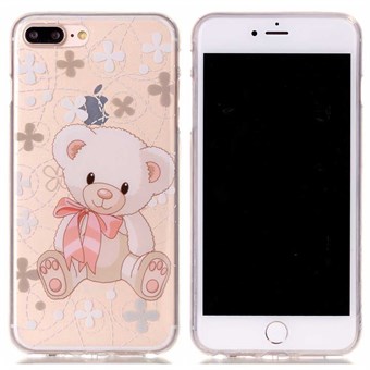Suunnittelija-aiheinen silikonikotelo iPhone 7 Plus / iPhone 8 Plus -puhelimelle - söpö karhu
