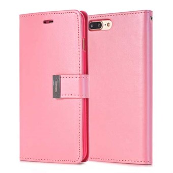 Mercury-nahkakotelo iPhone 7 Plus / iPhone 8 Plus -puhelimelle - vaaleanpunainen