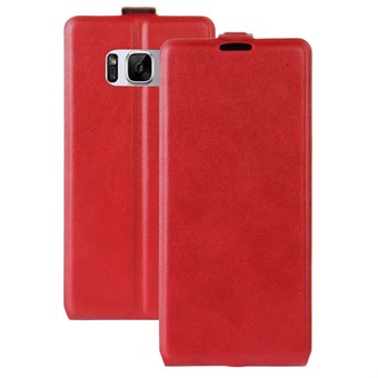 Pystysuuntainen läppäkotelo PU-nahkaa ja TPU:ta Samsung Galaxy S8 Plus -puhelimelle - punainen