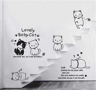 TipTop seinätarrat Ihastuttavat Baby Cats -sarjakuva