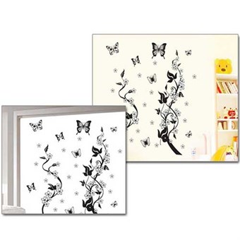 TipTop-seinätarrat, musta perhos- ja puukuvio