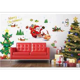 TipTop Wallstickers AY767 Joulutyylinen joulupukki ja joulukuusi kuvio Irrotettava PVC-tarrat