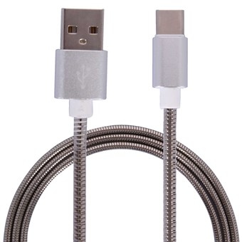 Metallikaapeli USB Type C 3.1 - USB Type A 2.0 / 1m - hopea