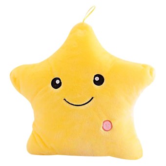 Smiley Star -tyyny LED-valolla / Glow Pillow - keltainen