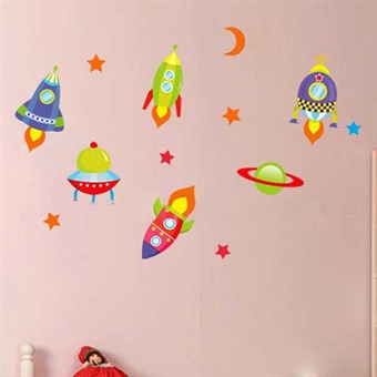 TipTop seinätarrat Uusi saapunut Rockets Star Moon Cartoon Child Kids
