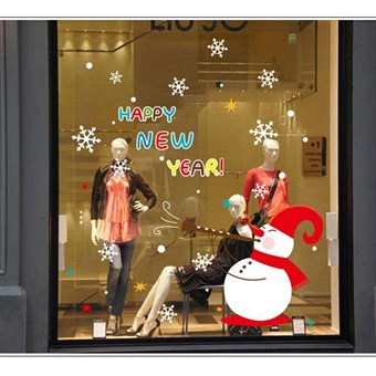 TipTop Wallstickers ABQ9801 Bling Christmas Style Christmas Snowman Pattern Irrotettava PVC-tarrahuone