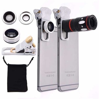 4 in 1 Clip -kameran linssisarja älypuhelimelle/tabletille