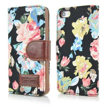 Flower Premium Case iPhone 5 / iPhone 5S / iPhone SE 2013 - Musta