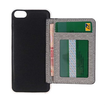 Ylellinen iPhone 5 / iPhone 5S / iPhone SE 2013 nahka/silikonipäällinen M. sisäänrakennettu luottokorttilompakko musta