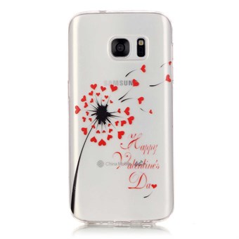 Tyylikäs läpinäkyvä Samsung Galaxy S7 Edge silikonikuori Heart Dandelion