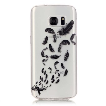 Tyylikäs läpinäkyvä Samsung Galaxy S7 Edge silikonikuori Penguin Feather