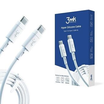 3MK HyperSilicone Cable USB-C/USB-C -kaapeli valkoinen 1m 60W 3A