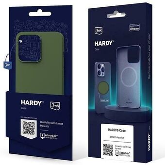 3MK Hardy -suojakuori iPhone 15 / 14 / 13:lle 6.1 tuumaa, vihreä/alppinvihreä, MagSafe