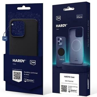 3MK Hardy -kotelo iPhone 15 Pro Max -puhelimelle, 6,7 tuuman näytölle, grafiitinharmaa väri, MagSafe-yhteensopiva.