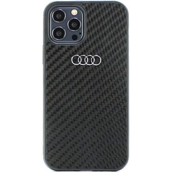 Audi Carbon Fiber iPhone 12/12 Pro 6,1" musta/musta kova kotelo AU-TPUPCIP12P-R8/D2-BK