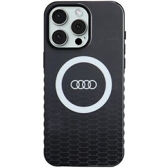 Audi IML Big Logo MagSafe -kotelo iPhone 15 Pro Max 6.7-tuumaiselle puhelimelle, musta kova kuori (AU-IMLMIP15PM-Q5/D2-BK).