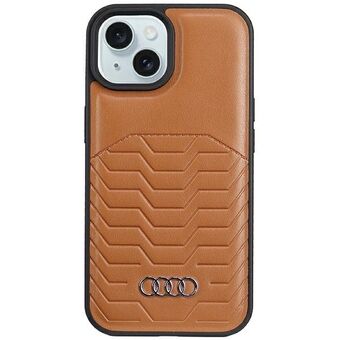 Audi Synteettinen Nahkanen MagSafe iPhone 15 / 14 / 13 6.1" -ruskea/kulta hardcase AU-TPUPCMIP15-GT/D3-BN