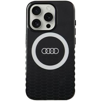Audi IML isot logolla varustettu MagSafe-kotelo iPhone 15 Pro 6.1-tuumaiselle puhelimelle, musta kova kotelo AU-IMLMIP15P-Q5/D2-BK