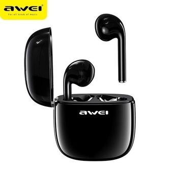 AWEI Bluetooth 5.0 T28 TWS kuulokkeet + telakointiasema musta / musta